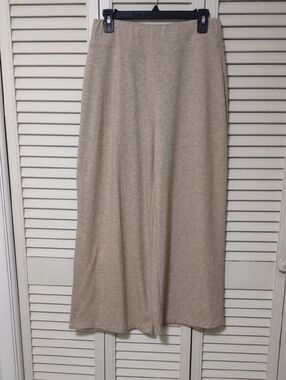 Wonderly Pull-on Wide Leg Knit Pants Khaki Cream Tan Heather Size M Flowy Beachy
